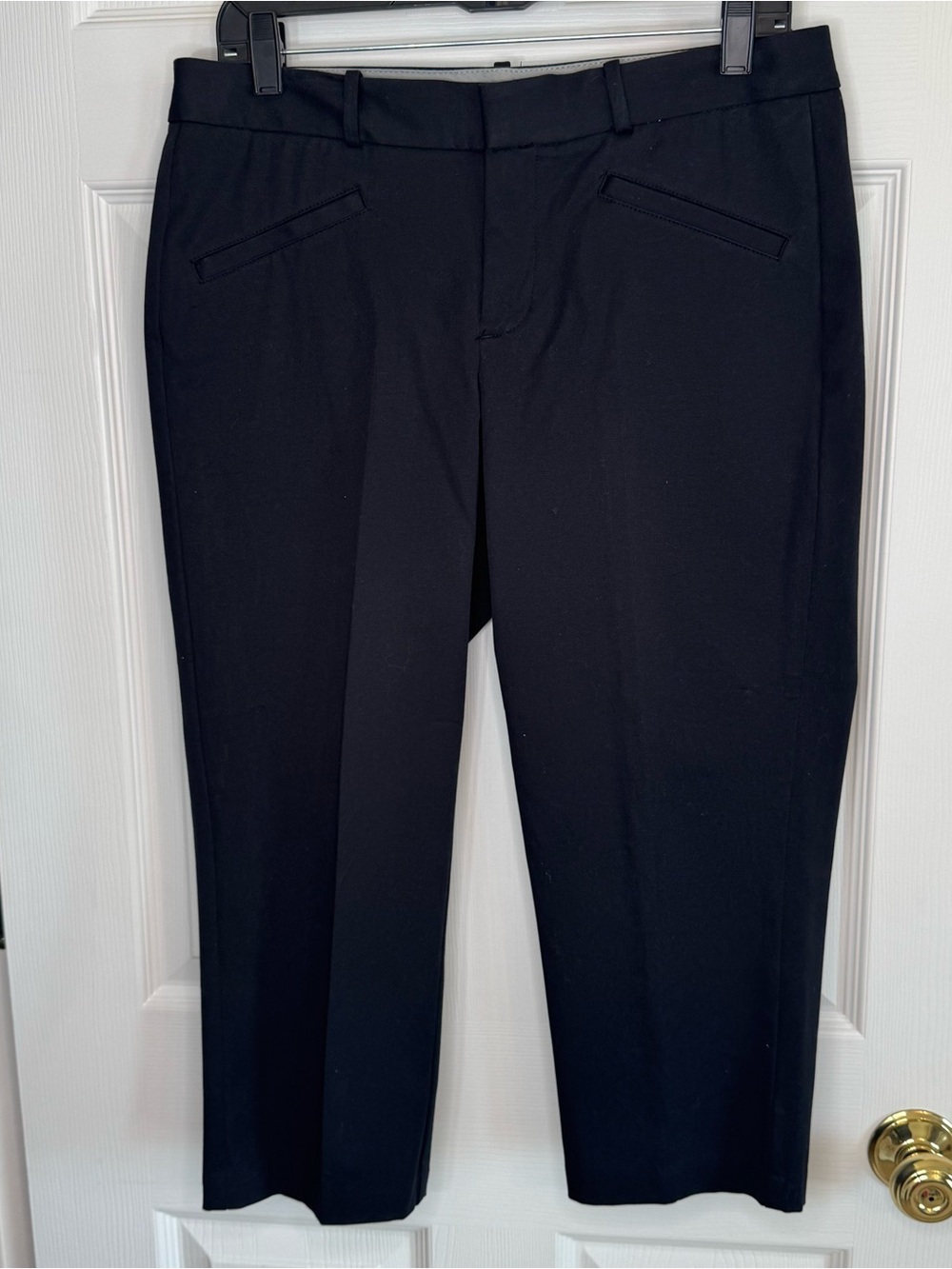 Dockers Black Chino Flat Front Cropped Straight Leg Capris Office Preppy Sz 10